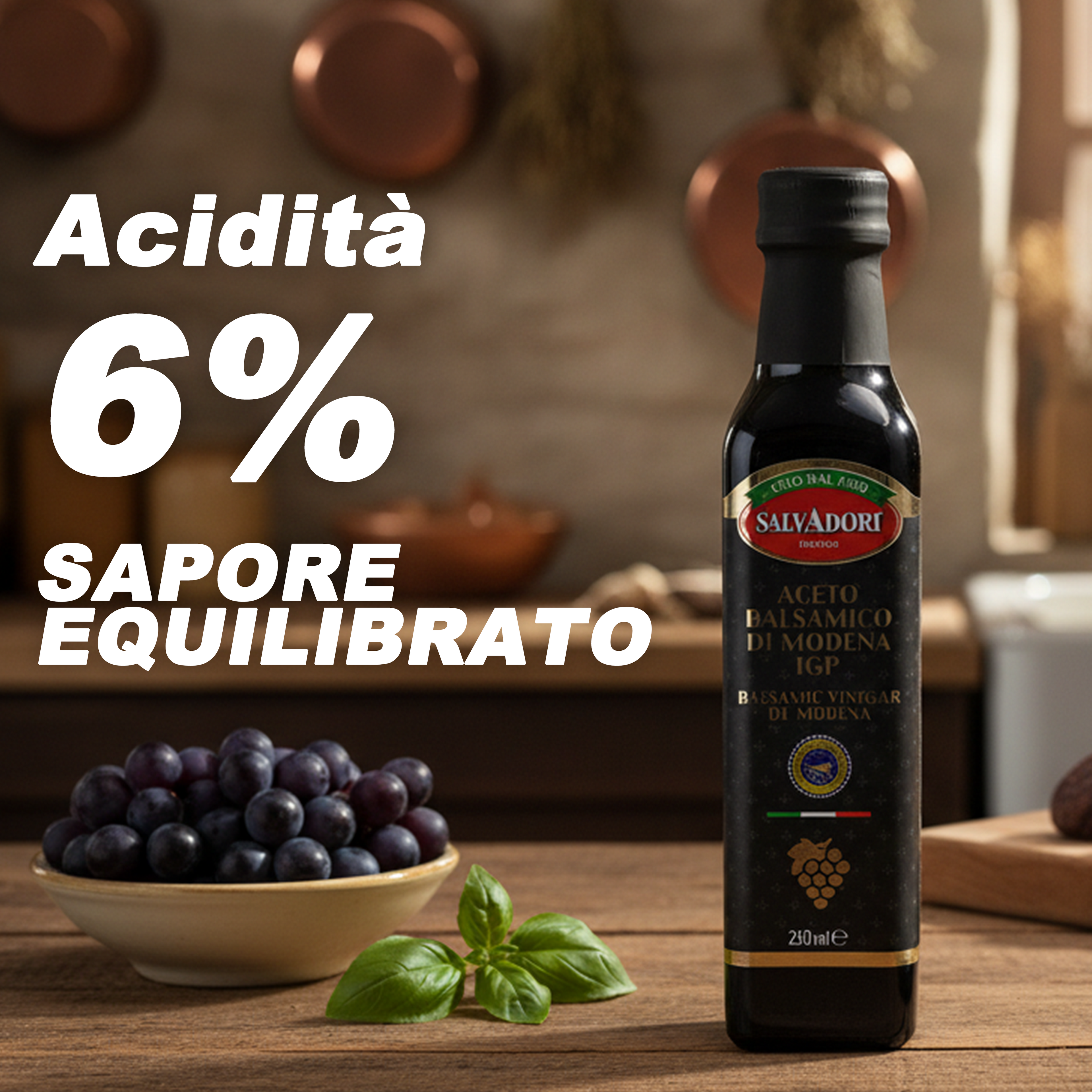 Aceto Balsamico di Modena IGP 250ml – Condimento Italiano Tradizionale, Ideale per Insalate, Carne e Formaggi