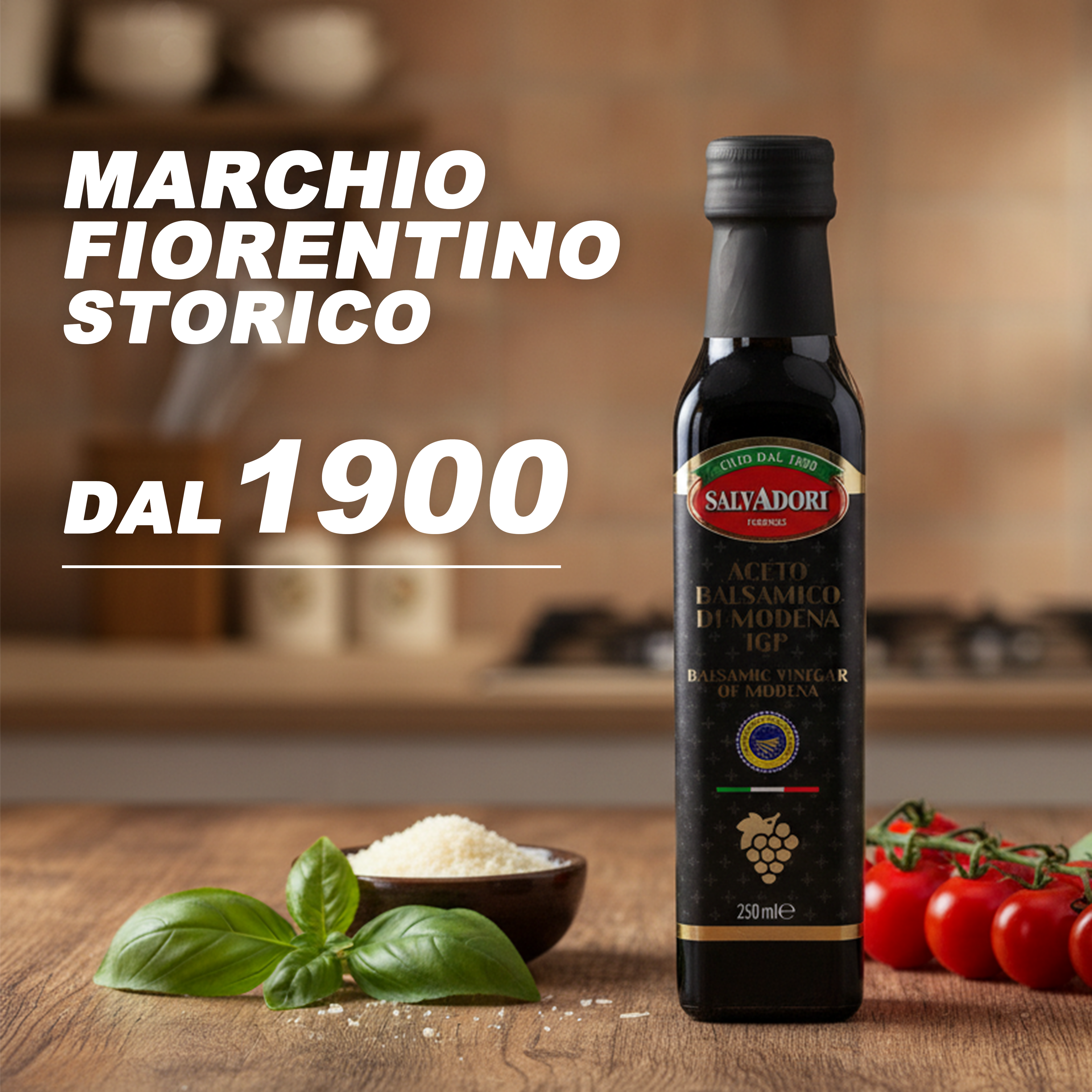 Aceto Balsamico di Modena IGP 250ml – Condimento Italiano Tradizionale, Ideale per Insalate, Carne e Formaggi