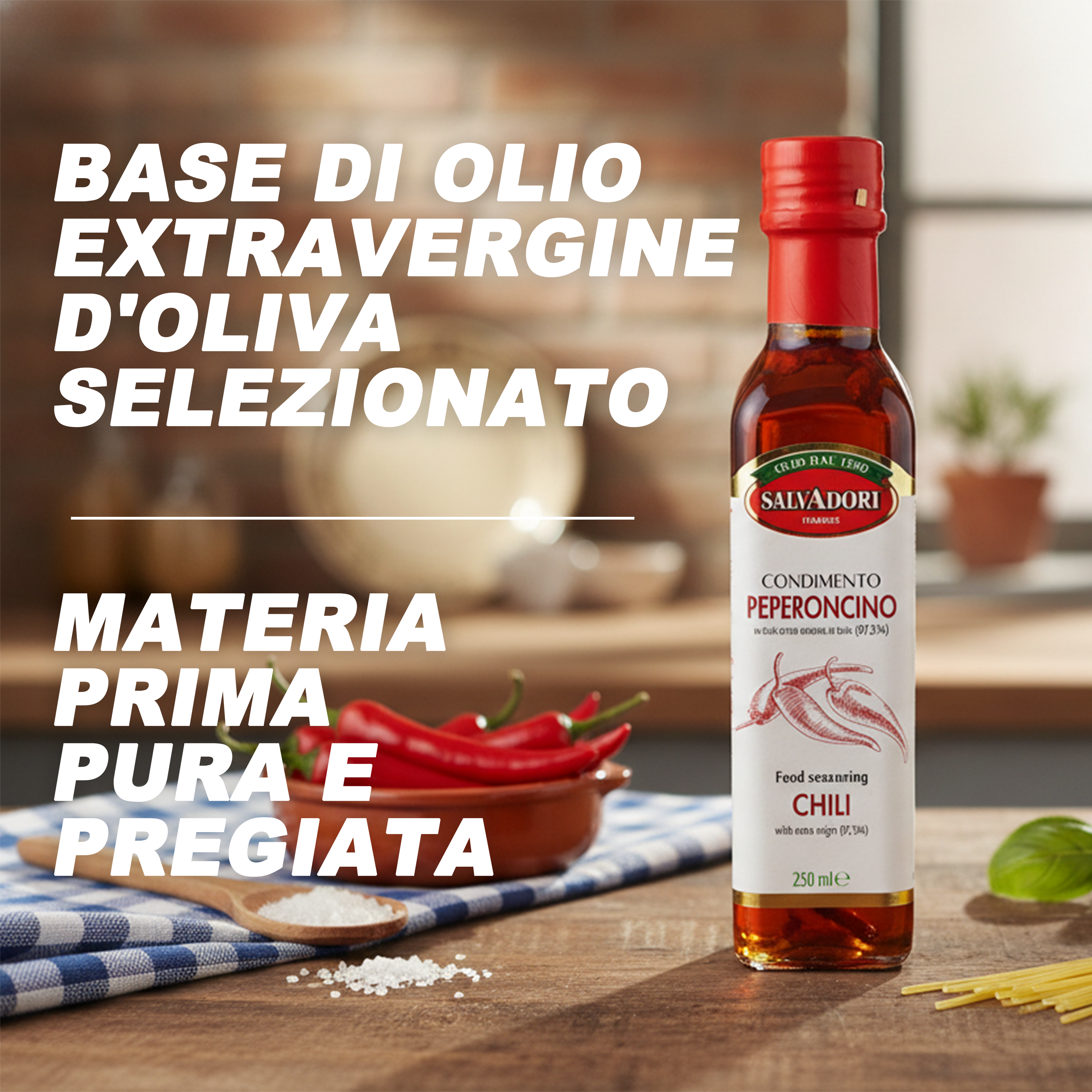 Condimento al Peperoncino 250ml – Olio Extra Vergine di Oliva con Peperoncino, Ideale per Pizza, Pasta, Carne e Verdure