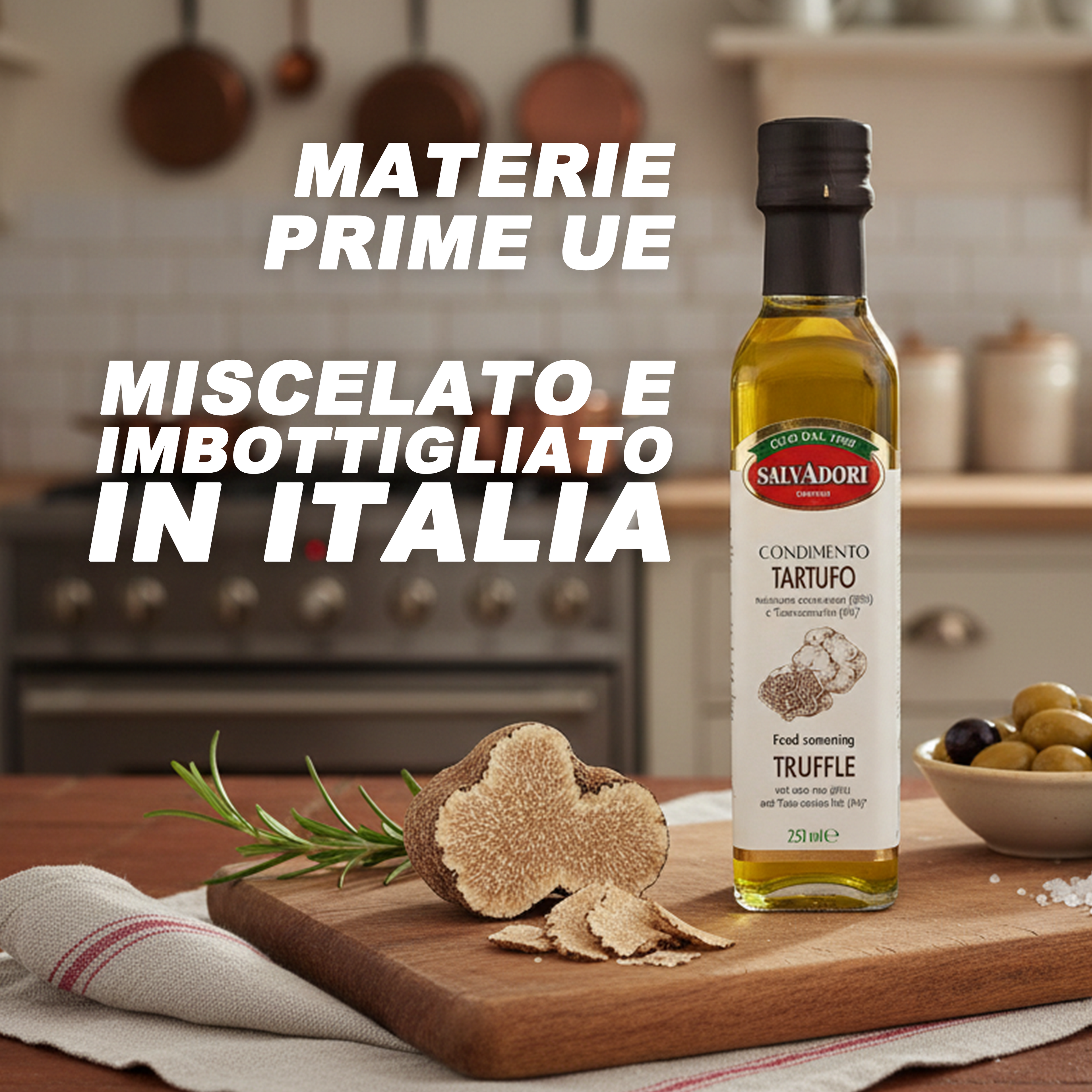 Olio al tartufo nero 250 ml Olio extra vergine d'oliva per salse e per insaporire i piatti Adatto a una dieta vegana e senza glutine
