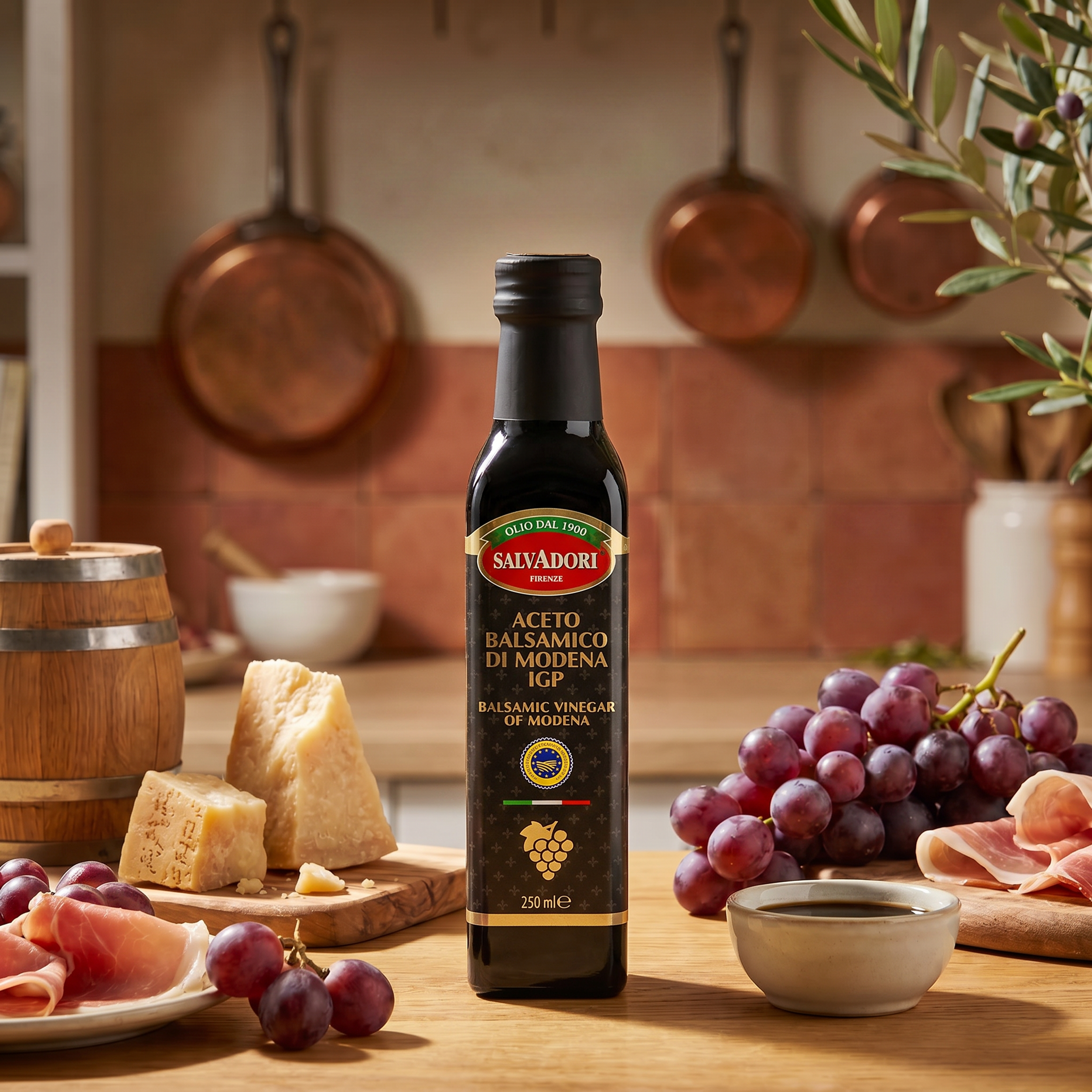 Aceto Balsamico di Modena IGP 250ml – Condimento Italiano Tradizionale, Ideale per Insalate, Carne e Formaggi