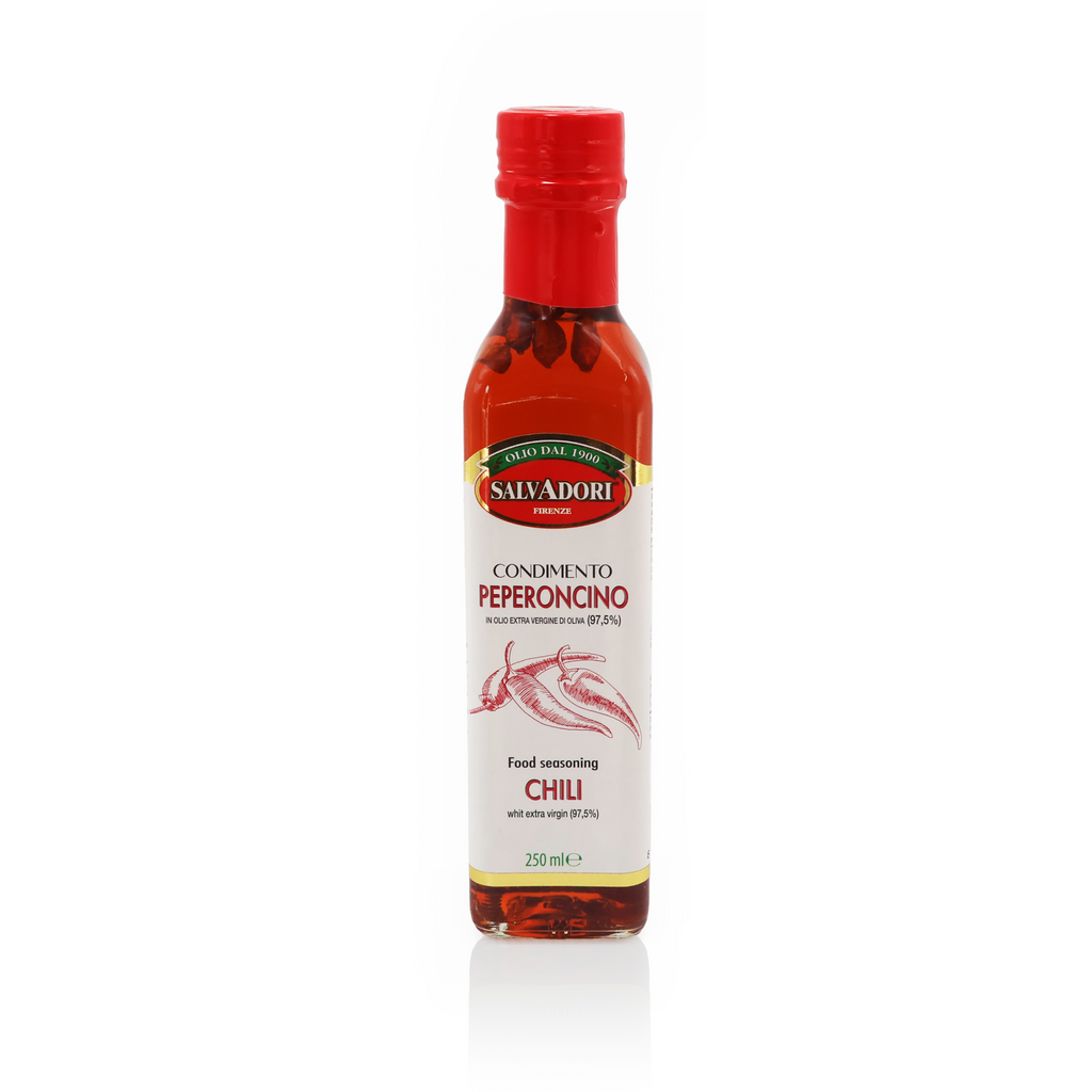 Condimento al Peperoncino 250ml – Olio Extra Vergine di Oliva con Peperoncino, Ideale per Pizza, Pasta, Carne e Verdure