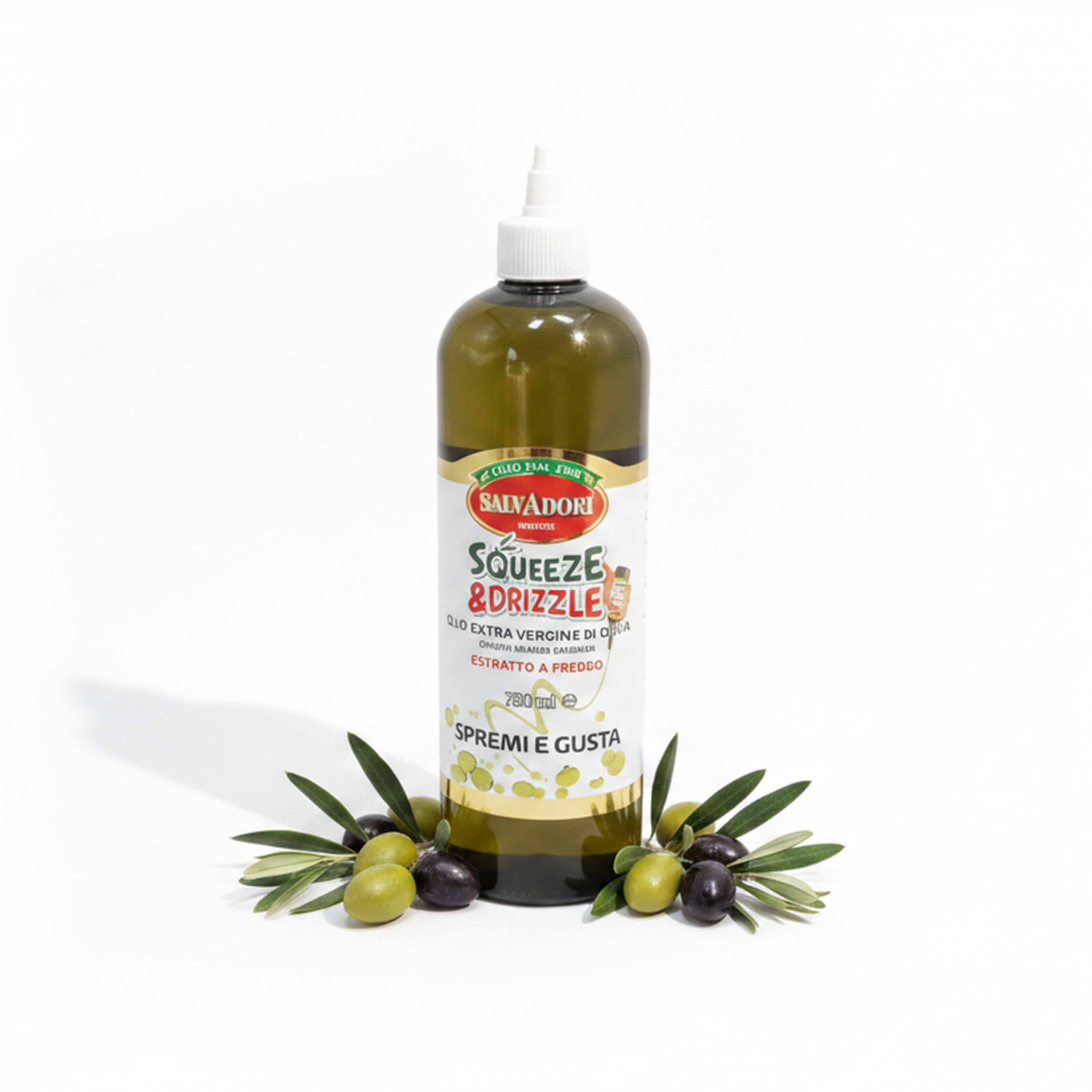 Olio EVO 750ml Squeeze & Drizzle – Condimento Pratico per Insalate, Pizza, Carne e Pesce