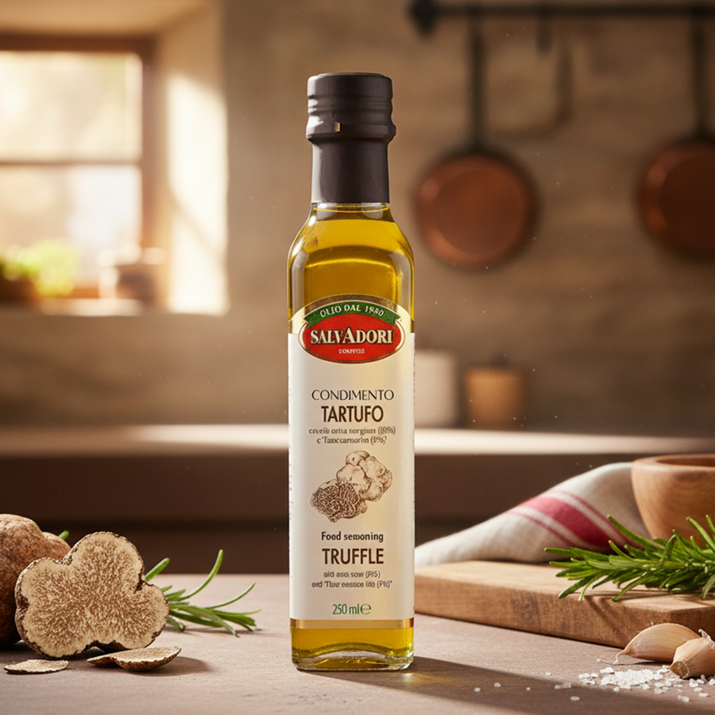 Olio al tartufo nero 250 ml Olio extra vergine d'oliva per salse e per insaporire i piatti Adatto a una dieta vegana e senza glutine