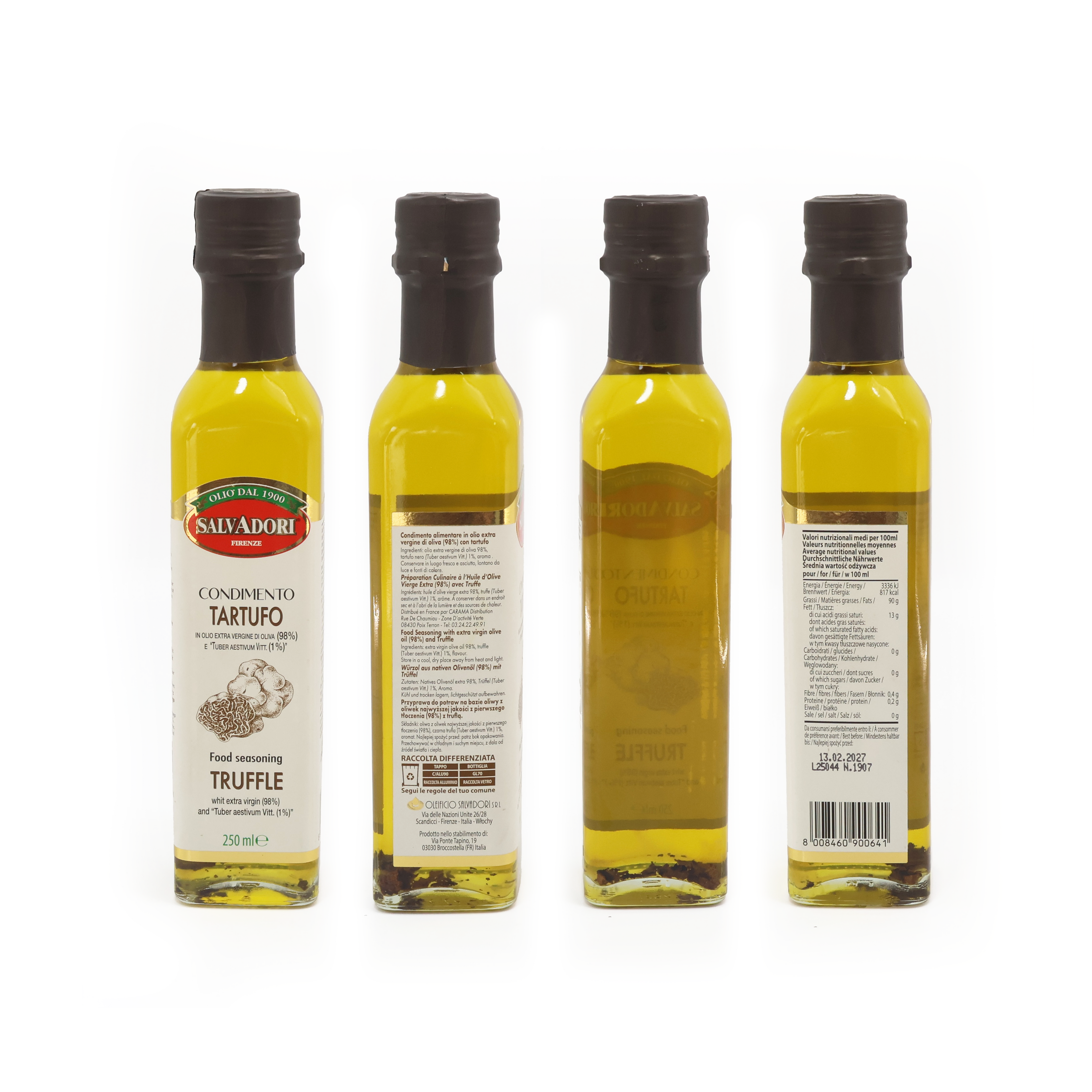 Olio al tartufo nero 250 ml Olio extra vergine d'oliva per salse e per insaporire i piatti Adatto a una dieta vegana e senza glutine