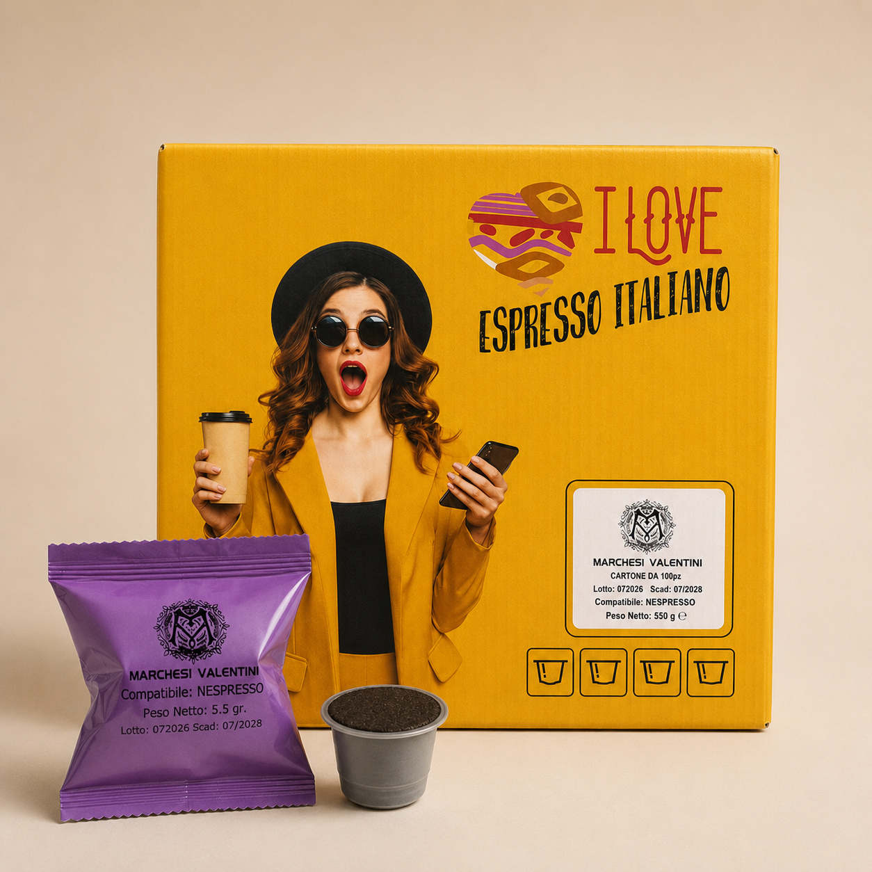 Marchesi Valentini 100 Capsule Compatibili Nespresso