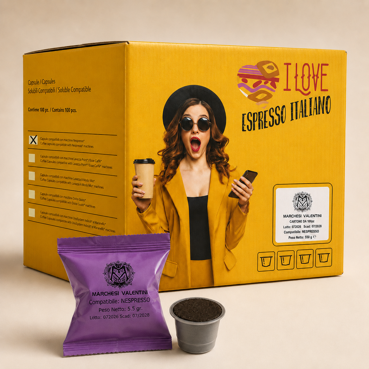Marchesi Valentini 100 Capsule Compatibili Nespresso