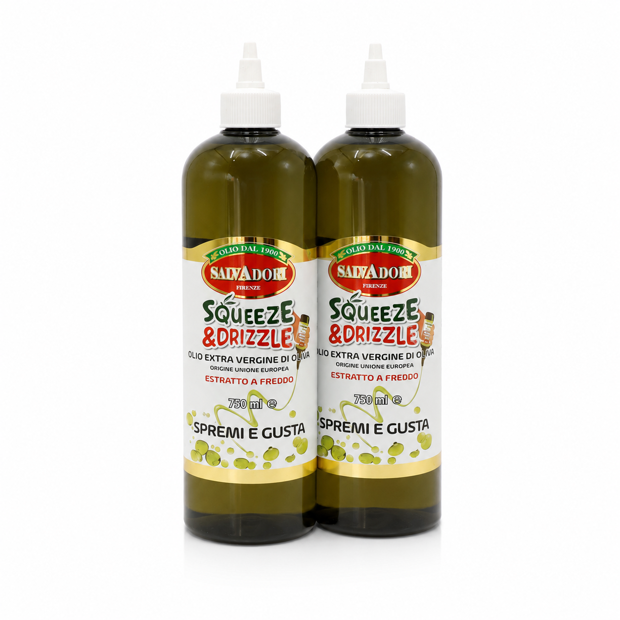 Olio EVO 750ml Squeeze & Drizzle – Condimento Pratico per Insalate, Pizza, Carne e Pesce