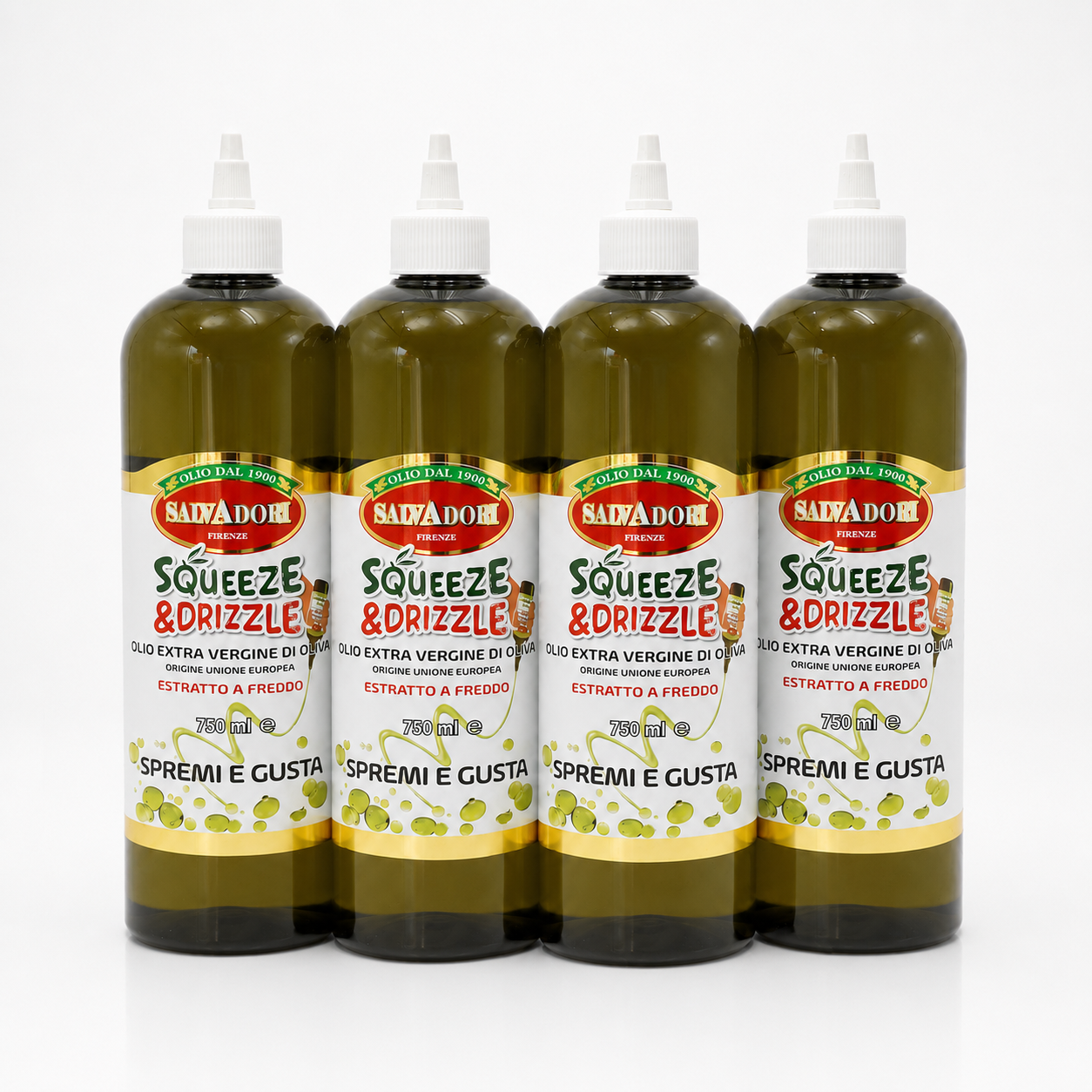 Olio EVO 750ml Squeeze & Drizzle – Condimento Pratico per Insalate, Pizza, Carne e Pesce
