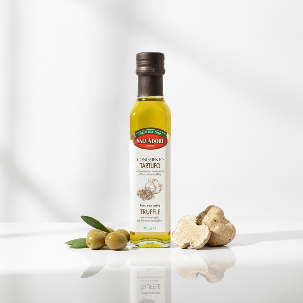 Olio al tartufo nero 250 ml Olio extra vergine d'oliva per salse e per insaporire i piatti Adatto a una dieta vegana e senza glutine