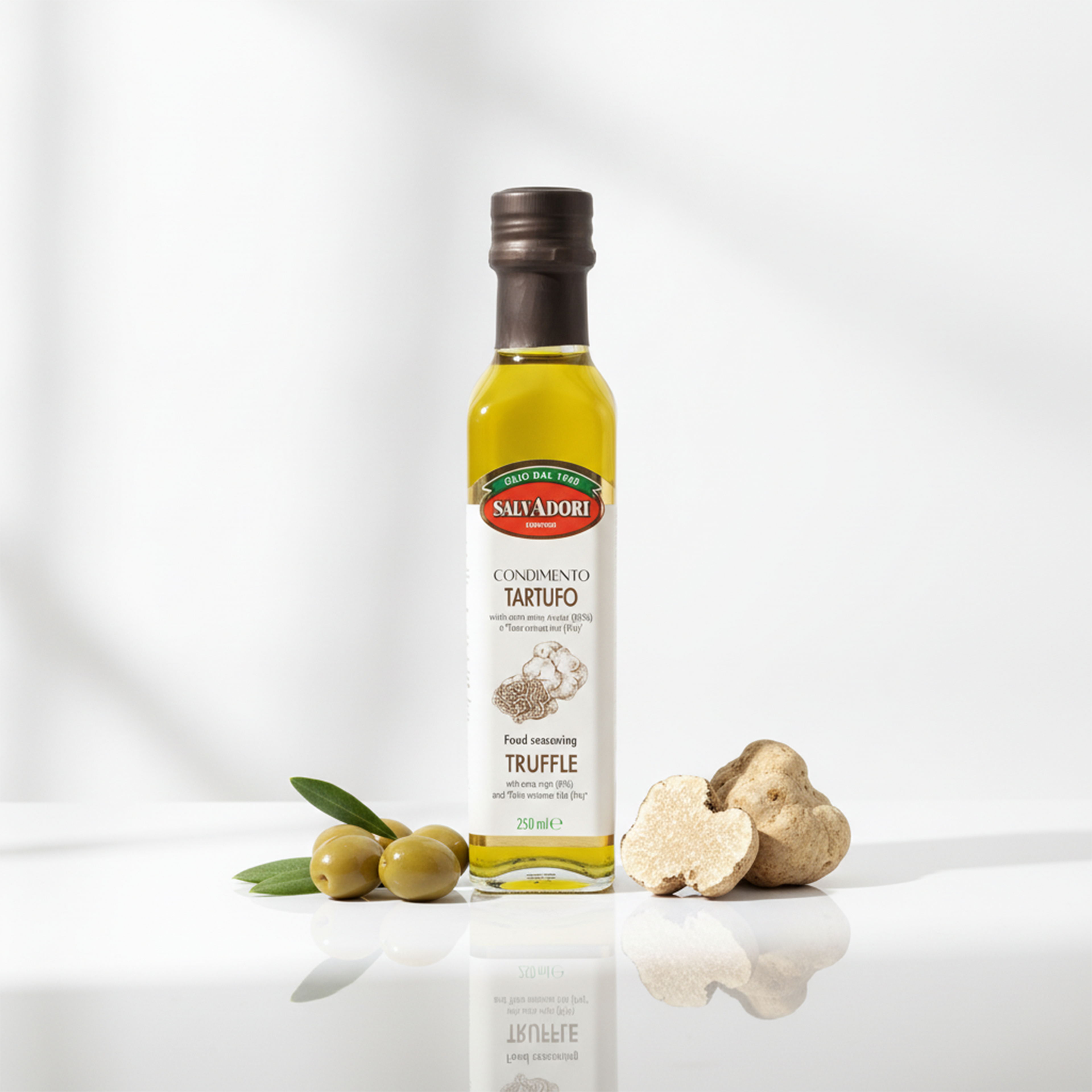 Olio al tartufo nero 250 ml Olio extra vergine d'oliva per salse e per insaporire i piatti Adatto a una dieta vegana e senza glutine